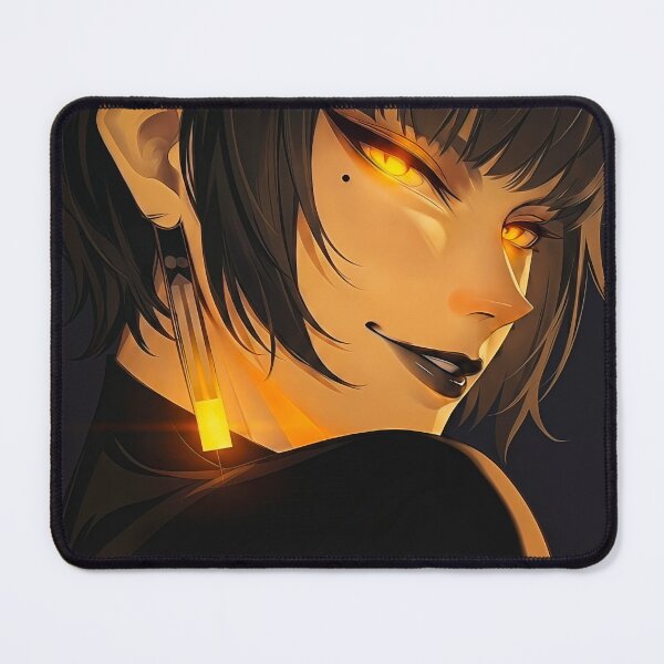 Item preview, Fiery Gaze Anime Girl with Glowing Eyes and Earrings designed and sold by abanoubnabil.
