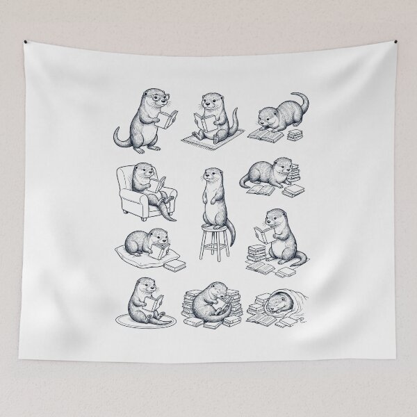 Item preview, Vintage Otter Book Reader Reading Animal Lover designed and sold by dian-rody-crest.