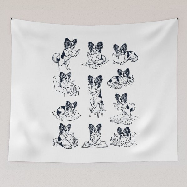 Item preview, Vintage Papillon Book Reader Reading Dog Lover designed and sold by dian-rody-crest.