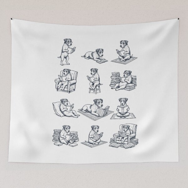 Item preview, Vintage Patterdale Terrier Book Reader Reading Dog Lover designed and sold by dian-rody-crest.