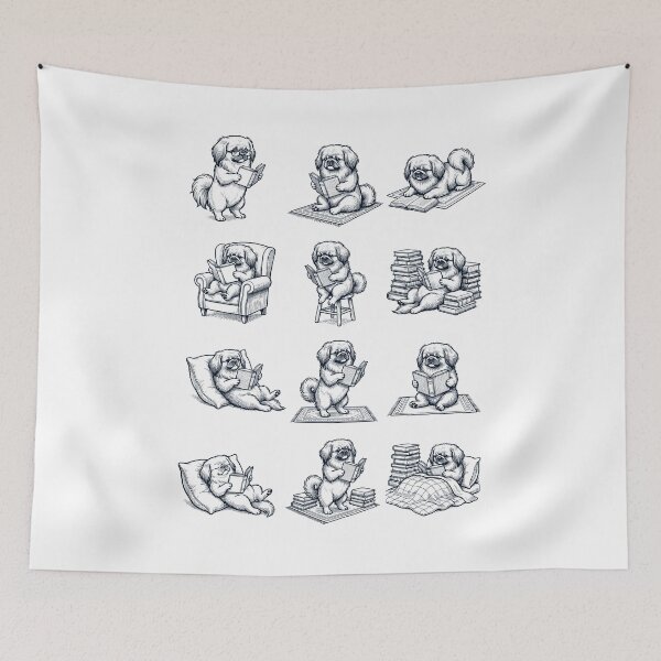 Item preview, Vintage Pekingese Book Reader Reading Dog Lover designed and sold by dian-rody-crest.