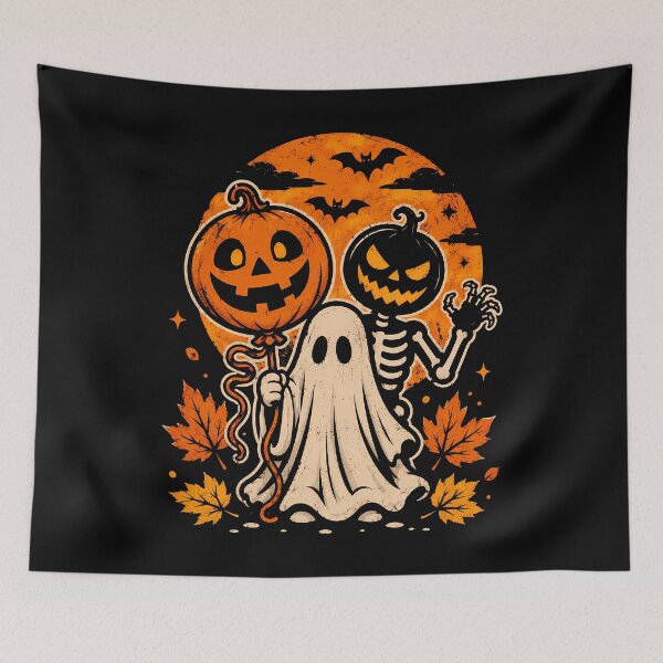 Item preview, Spooky Halloween Trio with Pumpkin and Ghost designed and sold by rafaeltto.
