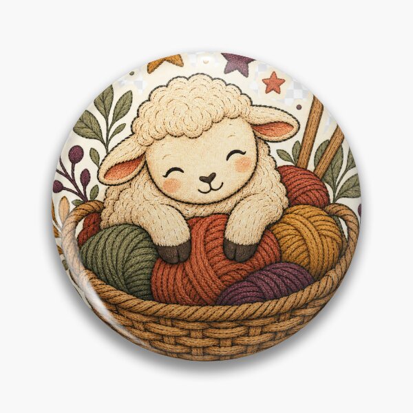 Item preview, Smiling Sheep in a Basket of Colorful Wool designed and sold by Michaeldesigns1.