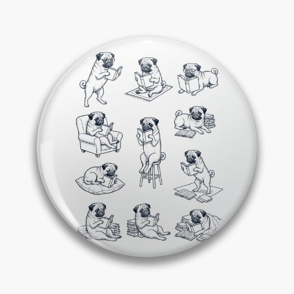 Item preview, Vintage Pug Book Reader Reading Dog Lover designed and sold by dian-rody-crest.