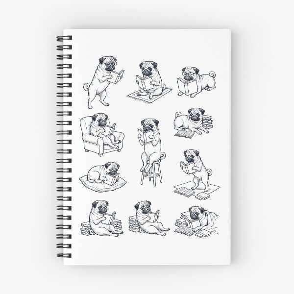 Item preview, Vintage Pug Book Reader Reading Dog Lover designed and sold by dian-rody-crest.