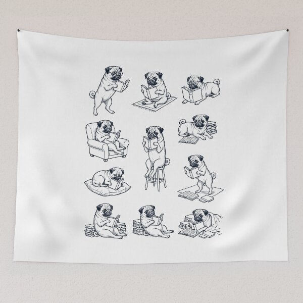 Item preview, Vintage Pug Book Reader Reading Dog Lover designed and sold by dian-rody-crest.