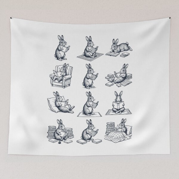 Item preview, Vintage Rabbit Book Reader Reading Animal Lover designed and sold by dian-rody-crest.