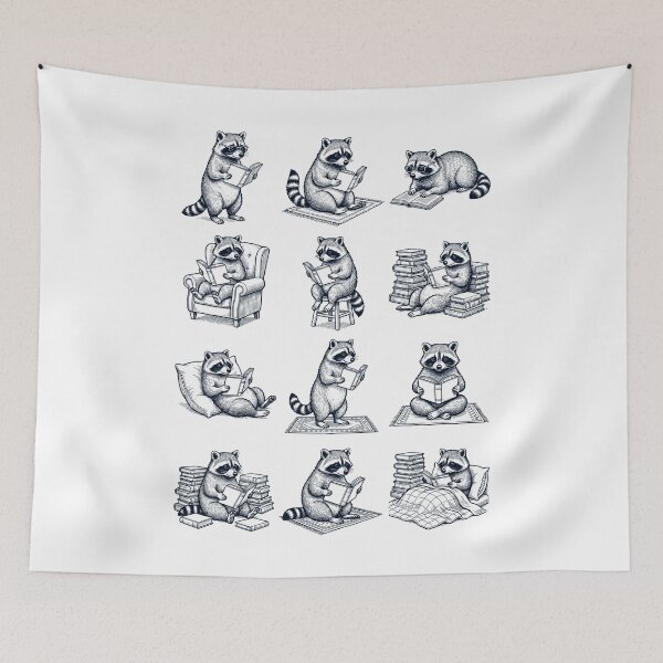 Item preview, Vintage Raccoon Book Reader Reading Animal Lover designed and sold by dian-rody-crest.