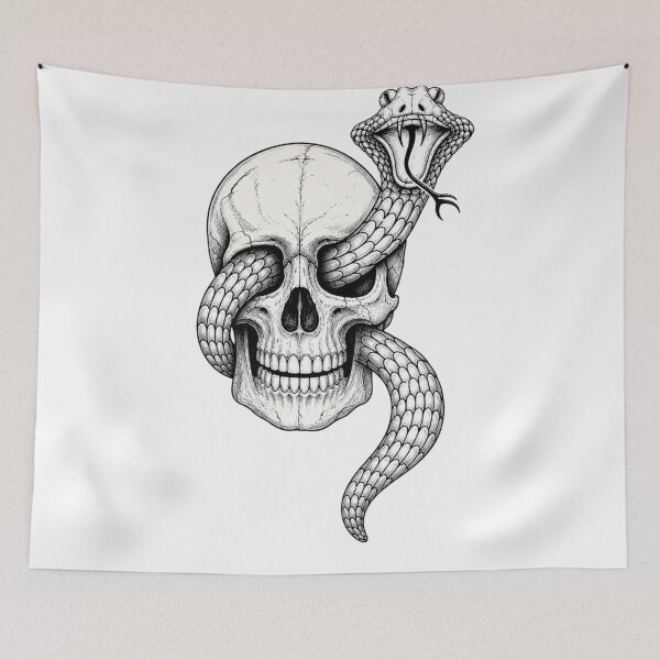 Item preview, Skull and Snake Tattoo Style Gothic Illustration designed and sold by srinig.