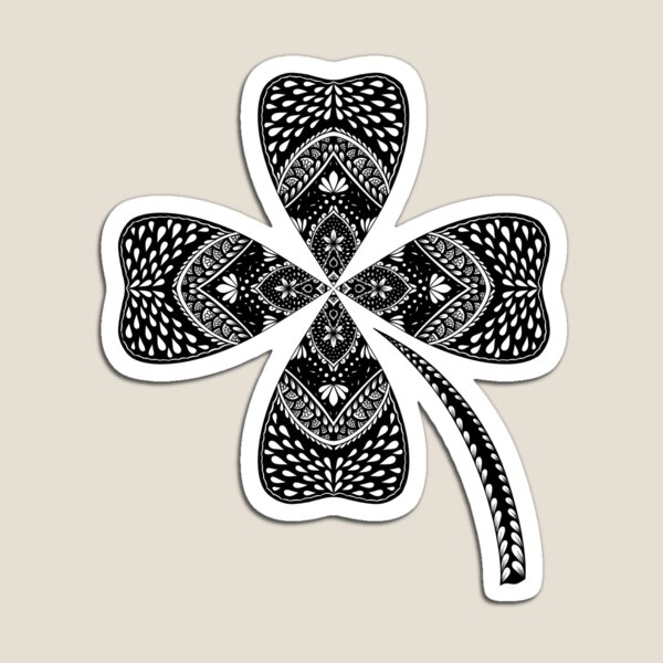 Item preview, Black and White Ornamental Floral Clover designed and sold by Little Dora Art.