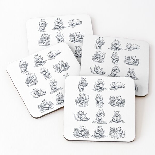 Item preview, Vintage Rhino Book Reader Reading Animal Lover designed and sold by dian-rody-crest.