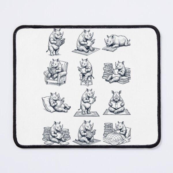 Item preview, Vintage Rhino Book Reader Reading Animal Lover designed and sold by dian-rody-crest.