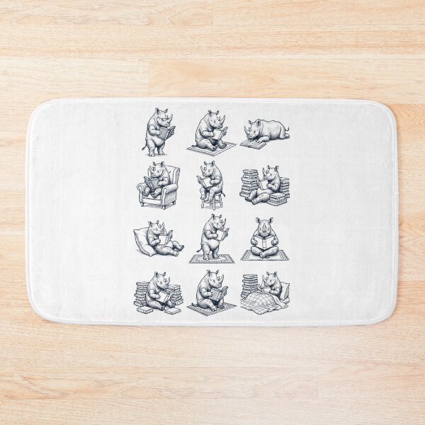 Item preview, Vintage Rhino Book Reader Reading Animal Lover designed and sold by dian-rody-crest.