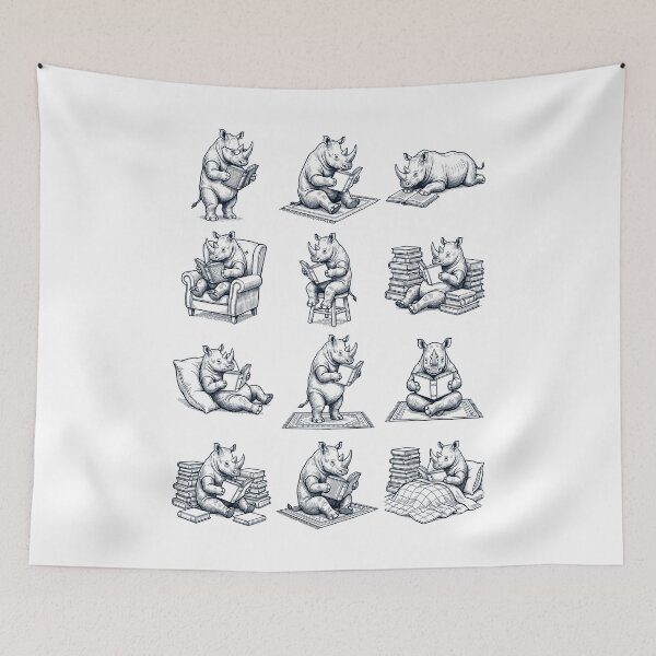 Item preview, Vintage Rhino Book Reader Reading Animal Lover designed and sold by dian-rody-crest.