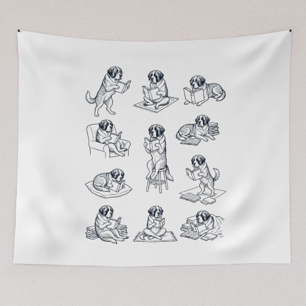 Item preview, Vintage Saint Bernard Book Reader Reading Dog Lover designed and sold by dian-rody-crest.
