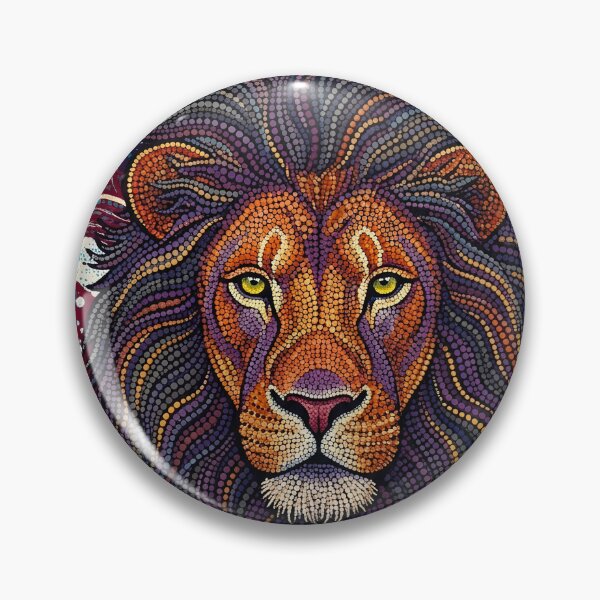 Item preview, Dotted Lion King Portrait: Ethnic Pop Fusion with Ukiyo-e Waves and Green Sun designed and sold by infinitearte.