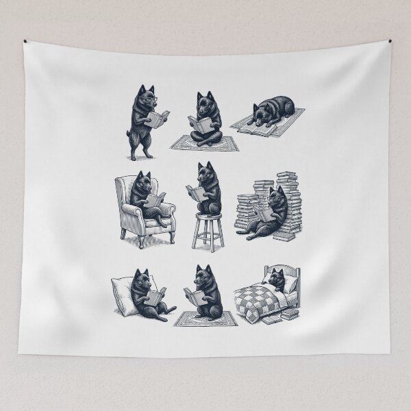Item preview, Vintage Schipperke Book Reader Reading Dog Lover designed and sold by dian-rody-crest.