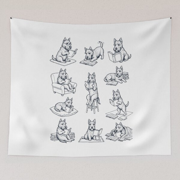 Item preview, Vintage Scottish Terrier Book Reader Reading Dog Lover designed and sold by dian-rody-crest.