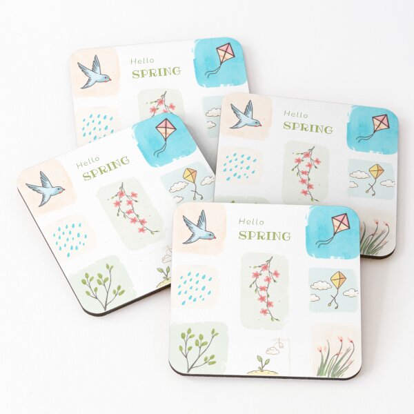 Item preview, Cute Pastel Spring Watercolor Element Sticker Pack Grid designed and sold by PastelPetalsCo.