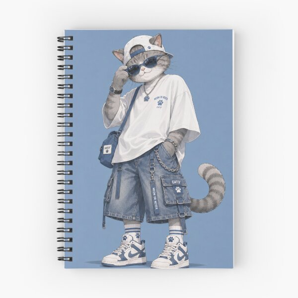 Item preview, Catrio Gray Cat Denim Cargo Streetwear designed and sold by Mindworx21.