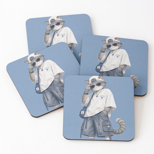 Item preview, Catrio Gray Cat Denim Cargo Streetwear designed and sold by Mindworx21.
