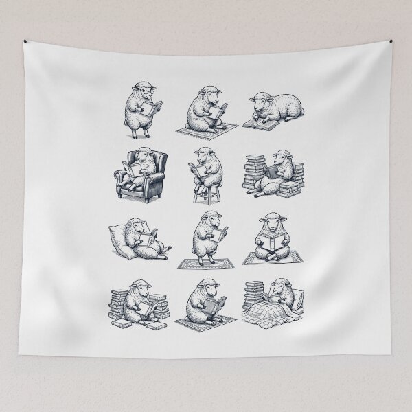 Item preview, Vintage Sheep Book Reader Reading Animal Lover designed and sold by dian-rody-crest.