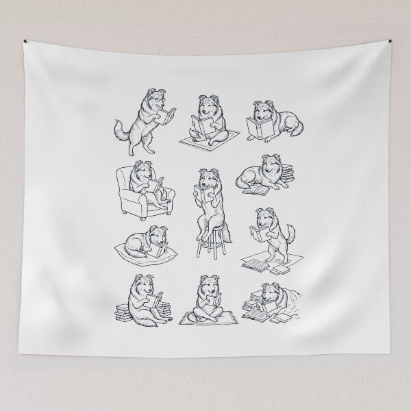 Item preview, Vintage Shetland Sheepdog Book Reader Reading Dog Lover designed and sold by dian-rody-crest.