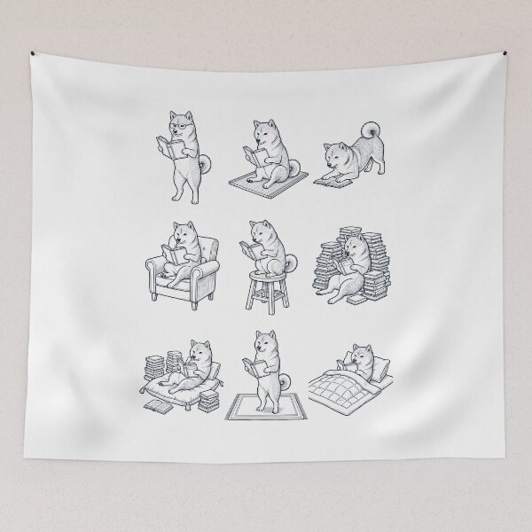 Item preview, Vintage Shiba Inu Book Reader Reading Dog Lover designed and sold by dian-rody-crest.