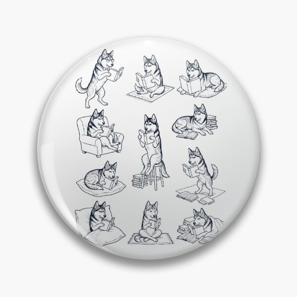 Item preview, Vintage Siberian Husky Book Reader Reading Dog Lover designed and sold by dian-rody-crest.