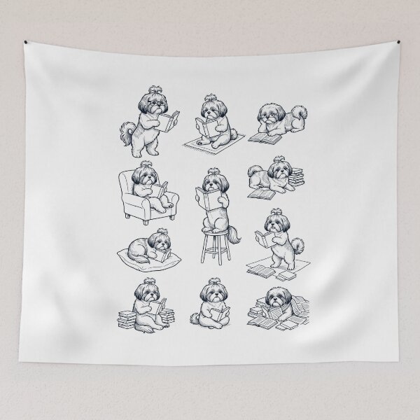 Item preview, Vintage Shih Tzu Book Reader Reading Dog Lover designed and sold by dian-rody-crest.