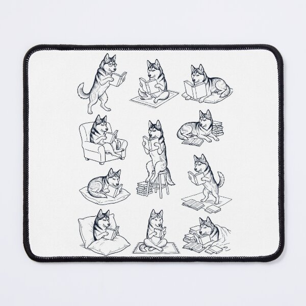 Item preview, Vintage Siberian Husky Book Reader Reading Dog Lover designed and sold by dian-rody-crest.