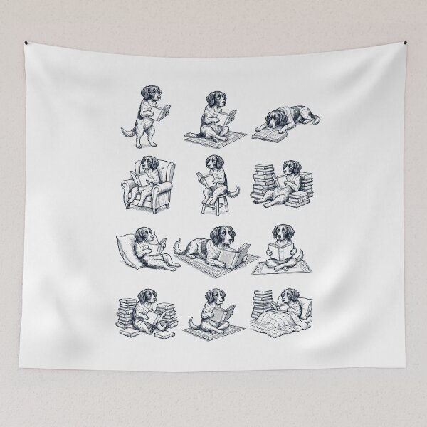 Item preview, Vintage Small Munsterlander Pointer Book Reader Reading Dog Lover designed and sold by dian-rody-crest.