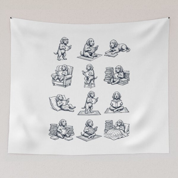Item preview, Vintage Spinone Italiano Book Reader Reading Dog Lover designed and sold by dian-rody-crest.