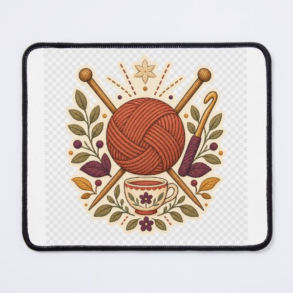 Item preview, Rustic Yarn Ball Knitting Needles and Tea Badge designed and sold by Michaeldesigns1.
