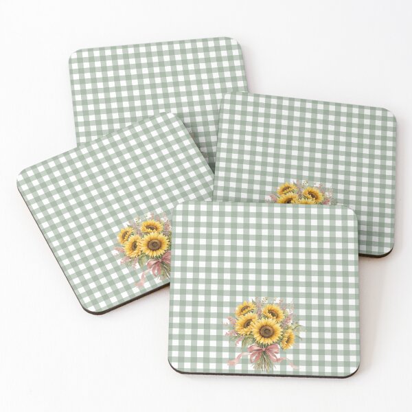Item preview, Sunflower Bouquet on Sage Green Gingham – Hand-Painted Floral Cottagecore Design designed and sold by Harsha Pinjani.