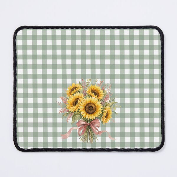 Item preview, Sunflower Bouquet on Sage Green Gingham – Hand-Painted Floral Cottagecore Design designed and sold by Harsha Pinjani.