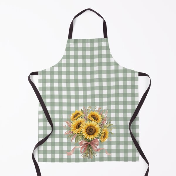 Item preview, Sunflower Bouquet on Sage Green Gingham – Hand-Painted Floral Cottagecore Design designed and sold by Harsha Pinjani.