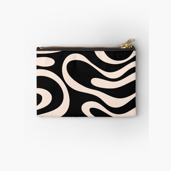 Item preview, Retro Liquid Swirl Abstract Pattern in Black and Almond Cream. designed and sold by Differenceee.