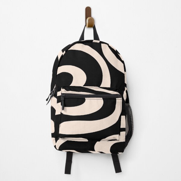 Item preview, Retro Liquid Swirl Abstract Pattern in Black and Almond Cream. designed and sold by Differenceee.