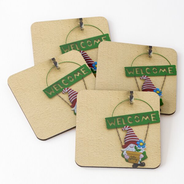 Item preview, Welcome Gnome Spring Sign Hanging On Textured Yellow Wall Home Decor Greeting Ornament designed and sold by Nmallia.