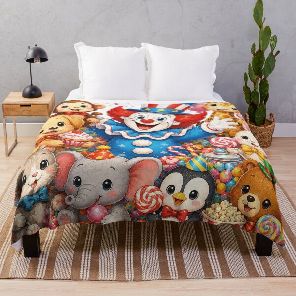 Item preview, Bozo the Clown Fan Art – Kawaii Circus Clown with Cute Animals & Colorful Candy designed and sold by lavanya11.
