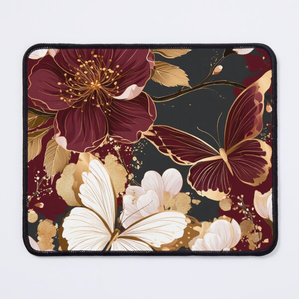 Item preview, Burgundy Butterflies and Blossoms with Gold Accents designed and sold by haleymaree.