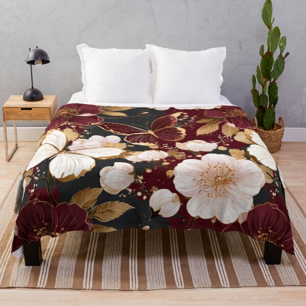 Item preview, Burgundy Butterflies and Blossoms with Gold Accents designed and sold by haleymaree.
