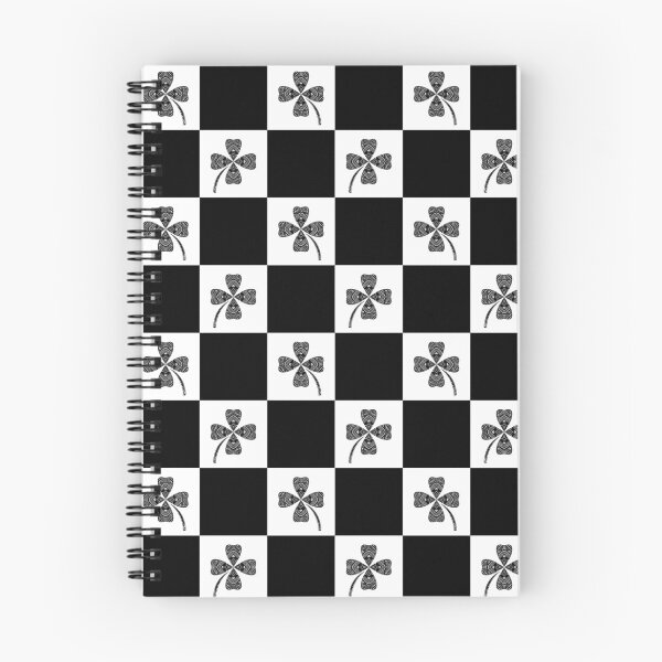 Item preview, Black & White Clover Checkerboard Pattern designed and sold by Little Dora Art.