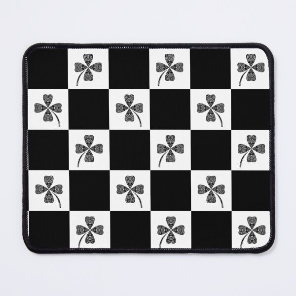Item preview, Black & White Clover Checkerboard Pattern designed and sold by Little Dora Art.