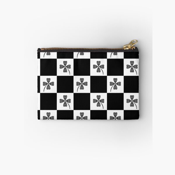 Item preview, Black & White Clover Checkerboard Pattern designed and sold by Little Dora Art.