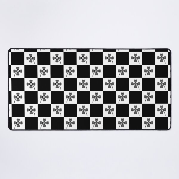 Item preview, Black & White Clover Checkerboard Pattern designed and sold by Little Dora Art.