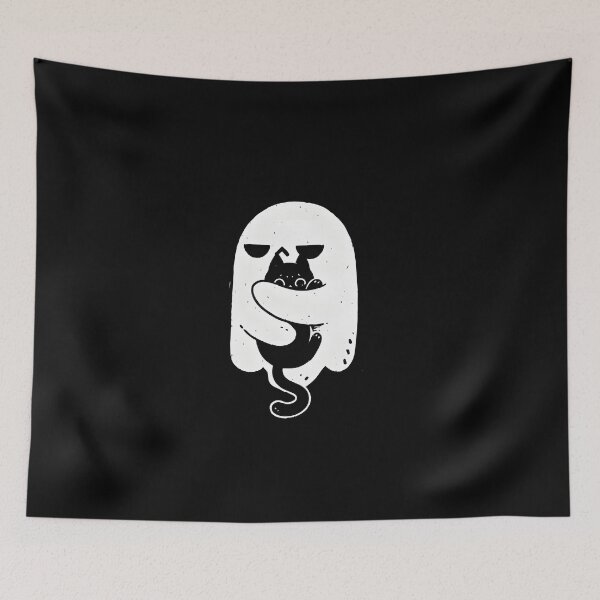 Item preview, Cute little ghost hugs black cat designed and sold by OH-MY-GOTH.