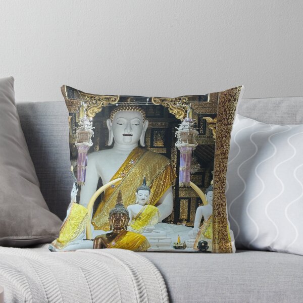 Item preview, Sacred White Buddha and Golden Statues Shrine Thailand Temple Photo designed and sold by HistoryDesigns.