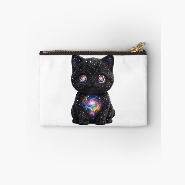 Item preview, Black Rainbow Galaxy Cat - Cosmic Kitten with Spiral Eyes - No Bow designed and sold by PrettyCrypt.